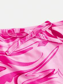 Young Girl Casual Vacation Daily Pink Tie-Dye Textured Snug Fit Dress - Pink - View 7