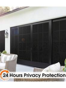 1Roll Blackout Window Film Non Adhesive Black Window Cover Stained Glass Sun Block Privacy Tint For Home Room Darkening Sleep Heat Control - Black - View 8