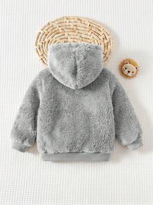 Cozy Pixies 男嬰裝飾編織標籤連帽長袖冬季外套，保暖內裡加厚款 - 彩色 - 查看 2