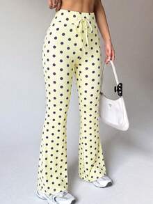 SHEIN Sovereign Charm Summer Casual Fashion Polka Dot Sports Long Pants - Multicolor - View 5