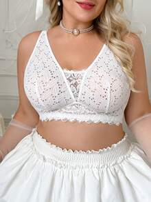 Crystal Vow 1pc Plus Size Lace Bra For Women, Slimming Lingerie For Large Bust - White - View 5