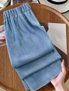 EMERY ROSE Pantalones de talla grande con bloques de color azul claro y blanco - Multicolor - Ver 2
