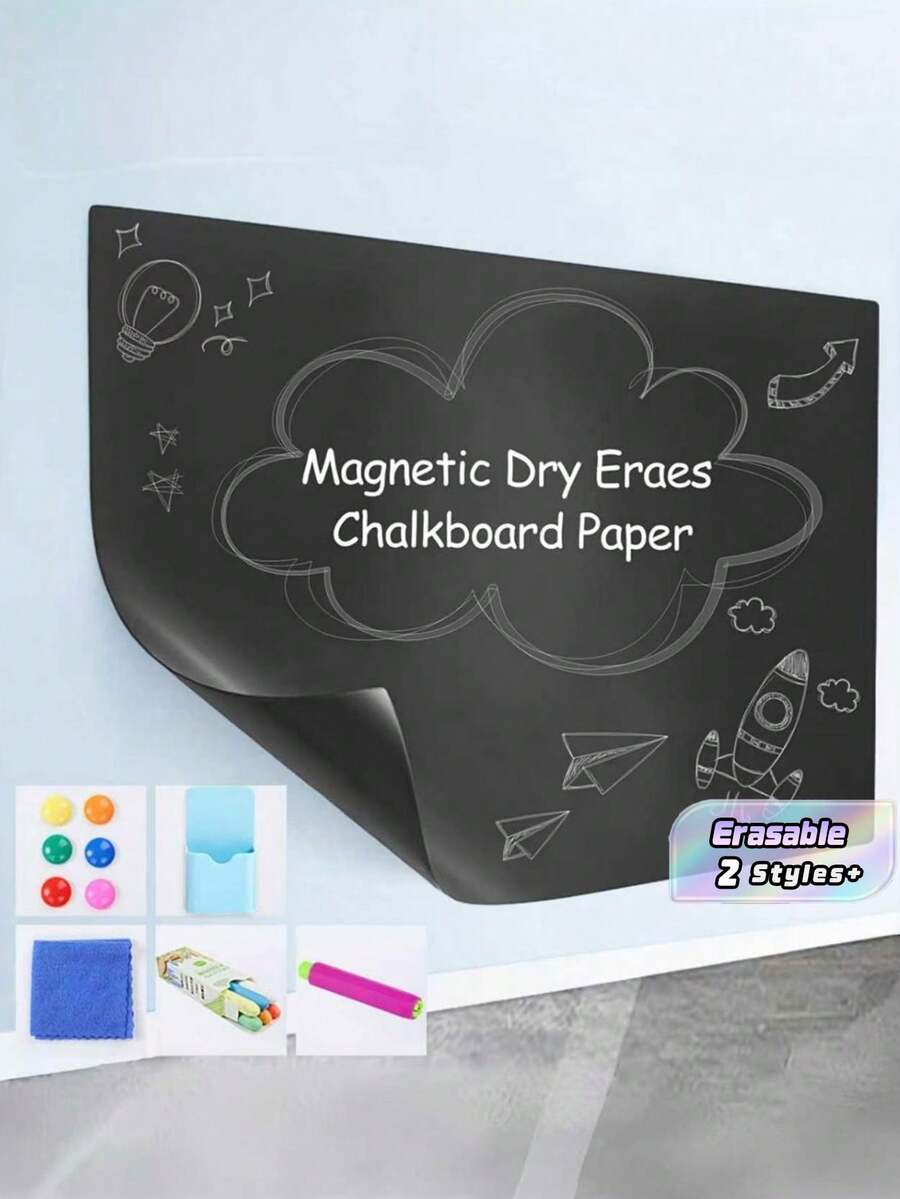Magnetic Chalkboard Wall Sticker Peel And Stick Erasable Self Adhesive Learning Drawing Painting Board Home Classroom Reusable Write On Wipe Off Surface - Multicolor - View 1