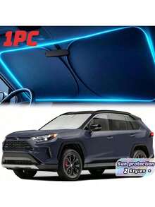 Pack Of 1 – Manual Folding Car Sunshade | UV Protection For Car Windows – Business Gift, Practical Summer Car Accessory | Effectively Blocks Direct Sunlight And Reduces The Temperature Inside The Car. Folds Away Neatly And Is Easy To Store - Black - View 2