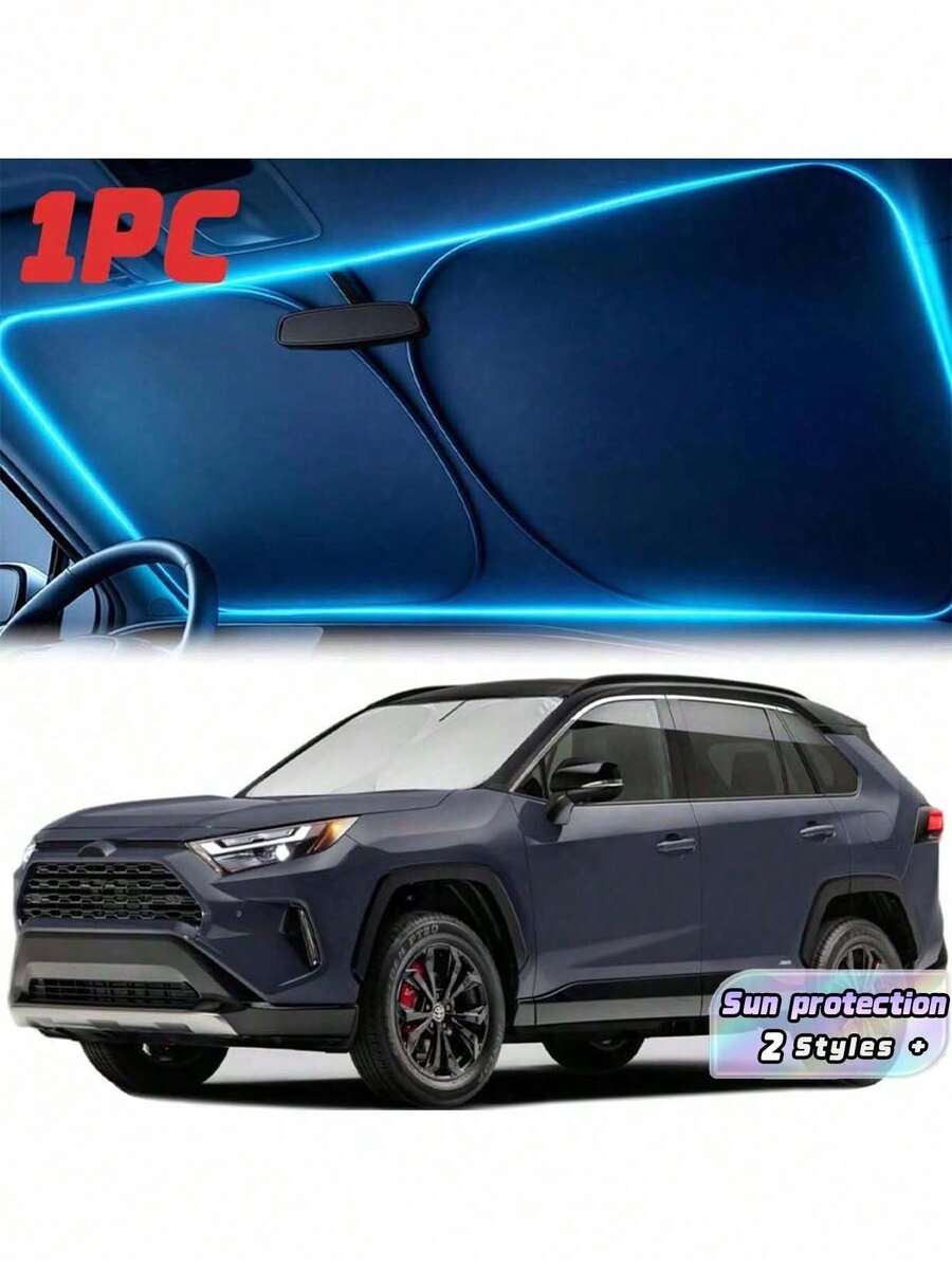 Pack Of 1 – Manual Folding Car Sunshade | UV Protection For Car Windows – Business Gift, Practical Summer Car Accessory | Effectively Blocks Direct Sunlight And Reduces The Temperature Inside The Car. Folds Away Neatly And Is Easy To Store