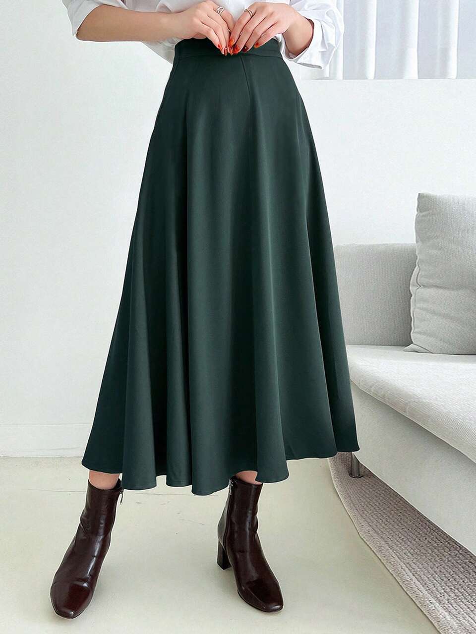 Women's Solid Color Versatile Business Office Skirt Elegant Fall