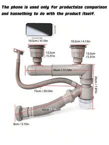 1PC PVCUniversal Double Kitchen Sink Drain Pipe Kit, T-Type Flexible Expandable Drainage Hose With Anti-Odor Trap, Leak-Proof Sink Drainage Pipe For Dual Bowl Kitchen Sink Easy Installation - multicolor - View 4