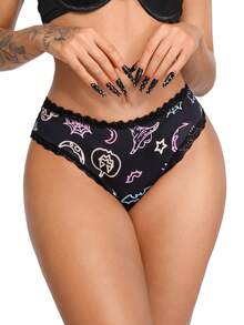 AltBold Set 4 pcs Celana Dalam Wanita Seksi Motif Grafis Y2K Model Segitiga - MultiWarna - View 19