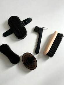 5Pcs Horse Grooming Tool Kit, Plastic Mane Brush, Comb, Hoof Pick, Complete Equestrian Care Set For Horses Ponies Mares, Essential Stable Supplies - Wash Horse Five-piece Set - Black - View 6