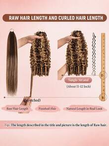 Boho Braids 女用 18 吋捲曲真人鉤編髮束 60G 預分束羽毛感真人鉤編髮 隱形奇蹟結接髮 4/27 色 - S4/27 - 查看 13
