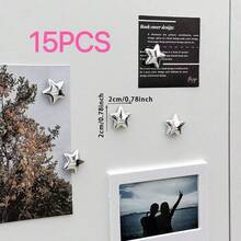 5/10/15pcs Silver Star Fridge Magnets, Sound Absorbing Board Magnetic Stickers, Kitchen Refrigerator Decoration, Fridge Door Decor, Photo Holder, Holiday Gift - silver - View 9