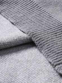 Manfinity CasualKnits 男士字母圖案休閒日常長袖針織衫 - 淺灰色 - 查看 3