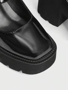 Sugerpunk Sepatu Wanita Modis Hak Miring Platform, Gaya Punk Gothic Gesper Gelap dengan Inlay Paku Keling, Cocok untuk Pesta Klub Malam, Seksi, Liburan, dan Perjalanan Sehari-hari. - Hitam - View 10