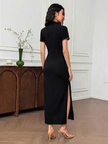 EMERY ROSE Abito elegante estivo taglie forti con ricamo floreale per invitata a matrimonio, sposa, palestra, serata, tè nero e uso quotidiano - nero - Visualizzare 8