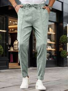 Manfinity Mode Men's Casual Commute Tapered Long Pants - Green - View 1