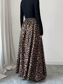 SHEIN Elenzya Women's Fashion Elegant Leopard Print Midi Skirt - Multicolor - View 2