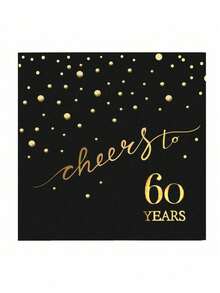 20/40/60入 吸水雙層60歲生日雞尾酒餐巾紙 週年紀念婚禮萬聖節桌面裝飾派對用品 居家餐飲適用 復古設計 成人長輩適用 - 查看 3