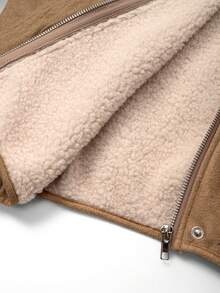 GlowEve Vintage Fashion Comfortable Suede Fleece Jacket Fur One-Piece Short Commute Versatile Outdoor French Street Style Women's Jacket - Khaki - View 6
