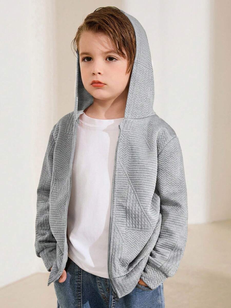 Jaket Rajut Lengan Panjang Berkerudung Depan Terbuka, Kasual, Serbaguna, Nyaman, dan Cocok untuk Anak Laki-Laki Remaja, Cocok untuk Sekolah, Taman, Pantai, Ulang Tahun, Musim Semi, Musim Panas, Musim Gugur, dan Musim Dingin. - Grey - View 1