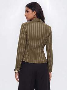 Avantive Women's Long Sleeve Striped Waist-Cinching Shirt - Multicolor - View 3