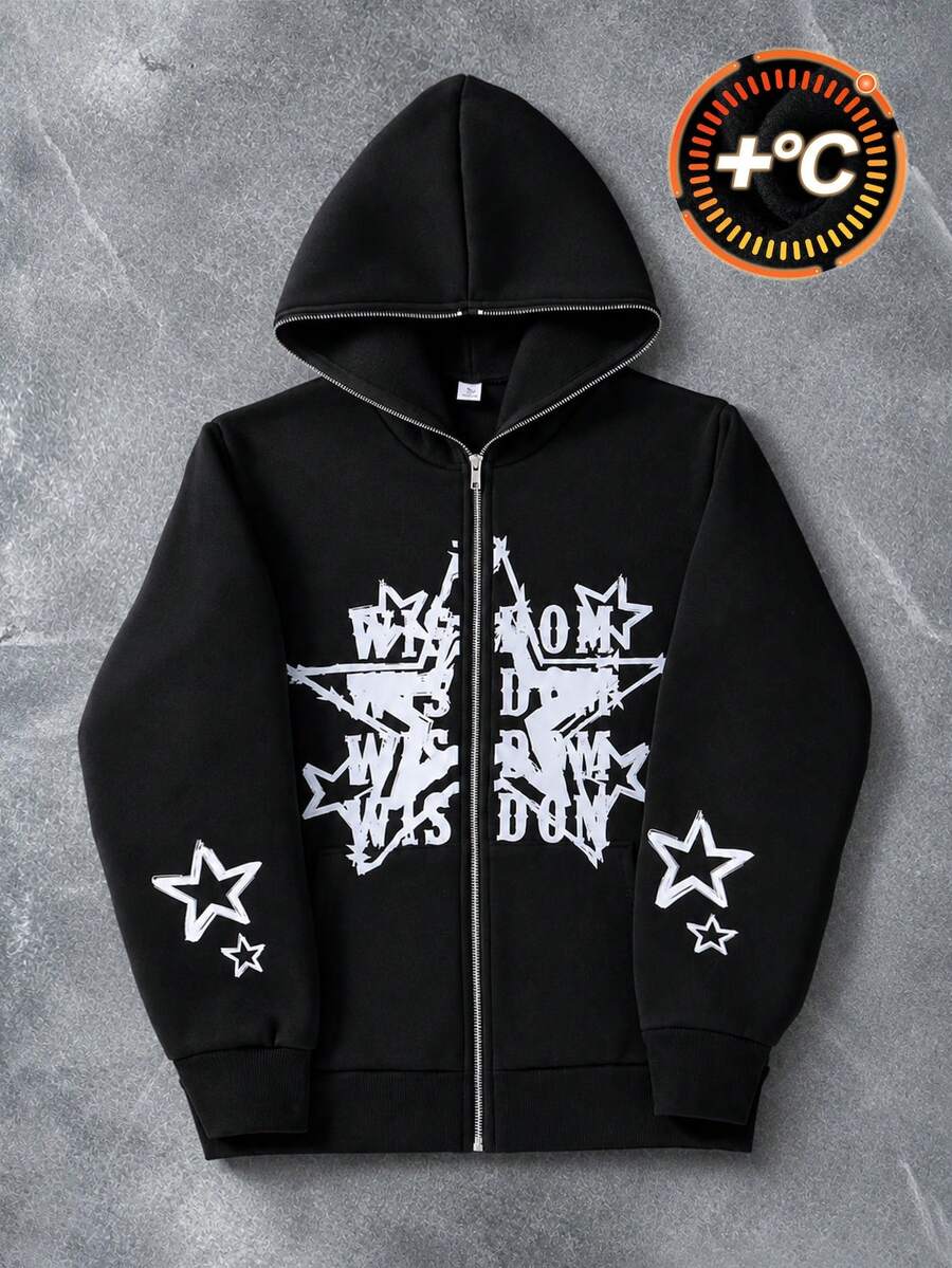 SHEIN 青少年男孩連帽街頭風 Y2K 字母印花萬聖節運動衫 - 彩色 - 查看 1