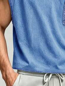 Manfinity Dauomo Atasan Tanpa Lengan Kasual Musim Panas, Tank Top Pria yang Bernapas, Desain Pola Efek Denim, Elegan, Pakaian Sehari-hari, Luar Ruangan, Olahraga - MultiWarna - View 5