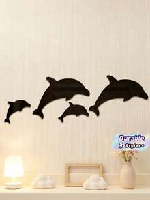 Dolphin Design Three-Dimensional Acrylic Wall Stickers With Strong Self-Adhesive. Easy To Paste On Smooth Walls, Ideal Interior Decor To Upgrade Your Home And Office Space. - one size fits all - View 1