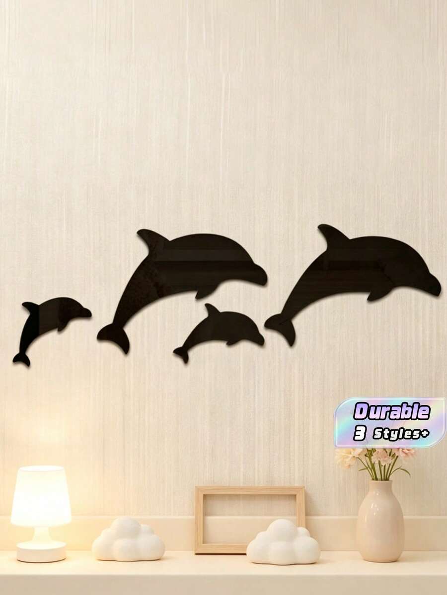 Dolphin Design Three-Dimensional Acrylic Wall Stickers With Strong Self-Adhesive. Easy To Paste On Smooth Walls, Ideal Interior Decor To Upgrade Your Home And Office Space. - one size fits all - View 1