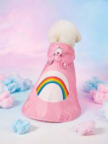 Care Bears X PETSIN Cartoon Colorblock Printed Pet Raincoat - Pink - View 6