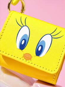 LOONEY TUNES X SHEIN Cute Cartoon Bird PU Leather Earbud Case With Lanyard, Portable Wireless Headphone Protective Pouch For Multiple Bluetooth Earphones, Great For Daily Carry Travel - Yellow - View 4