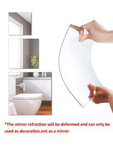 4PCS Self Adhesive Thickened Acrylic Soft Shatterproof Full Length Silvery Mirror For Bedroom Dorm Wall Door Home Decor - Silver - View 2