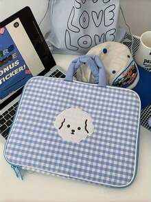 1PC Checkerboard Laptop Sleeve 11/13 Inch, Cute Cartoon Print Inner Bag For MacBook, Soft Protective Carrying Case, Home Office Travel Storage Pouch, Women Gift - A - View 14