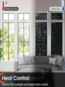 1Roll Blackout Window Film Non Adhesive Black Window Cover Stained Glass Sun Block Privacy Tint For Home Room Darkening Sleep Heat Control - Black - View 9