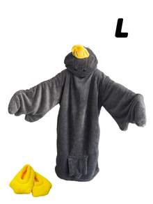 2Pcs Oversized Hooded Blanket Parka – Ultra Warm Down Alternative Wearable Blanket With Pockets, Soft Flannel Sherpa Lined Robe, Cozy Lounge Wear Gift Set With Slippers - Multicolor - View 11