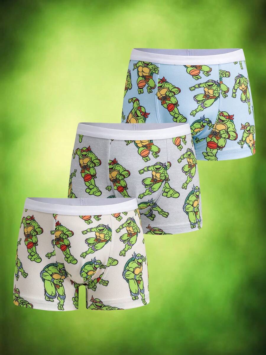 TEENAGE MUTANT NINJA TURTLES | SHEIN Young Boy Cartoon Print Boxer Briefs - Blue - View 1