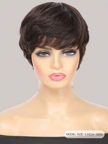 Pixie Cut With Fake Scalp Straight Remy Human Hair Machine Made Short Colored Human Hair Wig 2 For Women Dalily Use - S2 - View 2