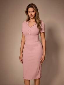 Lazeform Women's Home Dress, Fashionable & Comfortable Bow Decor, Wearable Sleepwear - Pink - View 6