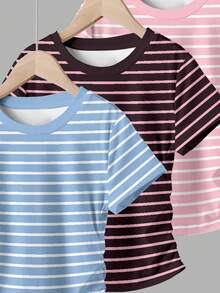 3PCS Tween Girls T-Shirts - Multicolor - View 6