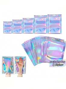 100 Pieces/Bag Multi-Specification Thick 16-Wire Color-Changing Colorful Laser Packaging Bag Reusable Sealed Bag Is Very Suitable For Snack Seed Jewelry Accessories Packaging. - multicolor - View 1