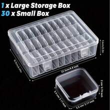 31 Piece Combination Bead Jewelry Storage Box, Transparent Plastic Sorting Set, 30 Small Boxes, 1 Large Box, Durable And Portable Handmade Container Suitable For DIY Handmade Bead Making Earrings, Rings, Necklaces, Small Items For Home Storage - transparent color - View 10