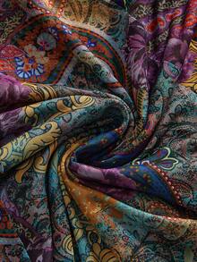 ROMWE Plus Size Women's Vintage Boho Hippie Asymmetrical Hem Paisley Print Skirt - Multicolor - View 4