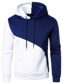 Manfinity Homme Men's Drawstring Hooded Colorblock Casual Daily Long Sleeve Sweatshirt - Multicolor - View 5