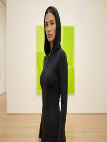 Gameset SHEIN Sport Mesh Patchwork Hooded Sports Sweatshirt - Black - View 2