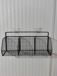 Durable Metal Wall-Mounted Kitchen Basket Rack, Multi-Functional Kitchen Storage Organizer, Can Hang Spices, Garlic, Onions, Vegetables, Effectively Improve Kitchen Space Utilization And Reduce Clutter - Black - View 5