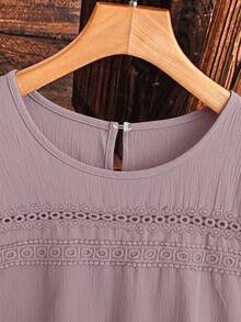 EMERY ROSE Vestido sin mangas de talla grande para mujer con unicolor y encaje calado - Rosa - Ver 5