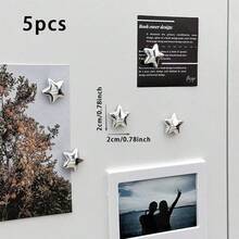 5/10/15pcs Silver Star Fridge Magnets, Sound Absorbing Board Magnetic Stickers, Kitchen Refrigerator Decoration, Fridge Door Decor, Photo Holder, Holiday Gift - silver - View 11
