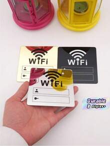 Self-Adhesive WiFi Symbol Acrylic Mirror Wall Stickers, Decorative Mirror Sign Ornaments For Restaurant, Office, Beauty Salon, Cafe And Retail Store - one size fits all - View 1