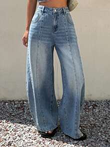 DAZY Women's Distressed Washed Casual Streetwear Daily Commute Curved Leg Jeans Fall - Blue - View 7