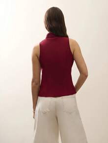 Nöista Long Sleeve Top With Buttons And Front Opening - Burgundy - View 2