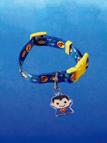 SUPERMAN X PETSIN SUPERBABY 1pc Logo Printed Dog Collar, Durable Webbing Material With Secure Buckle Design, Adjustable Comfortable Pet Collar For Small And Medium Dogs, Suitable For Daily Walking, Training And Outdoor Use - Multicolor - View 2